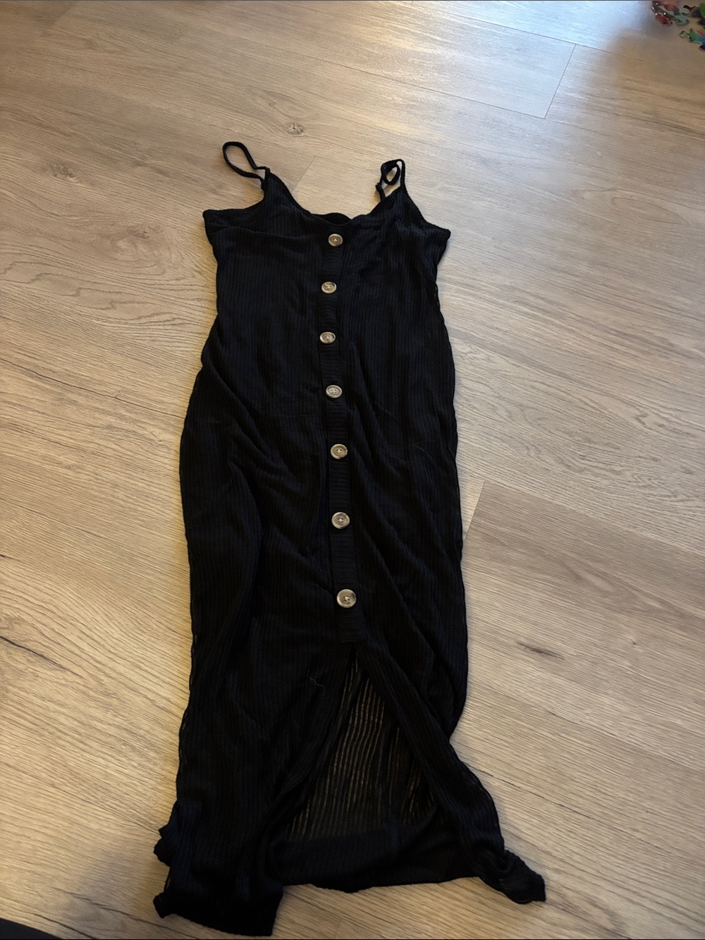 Express Black Ribbed Button-Front Midi Dress
